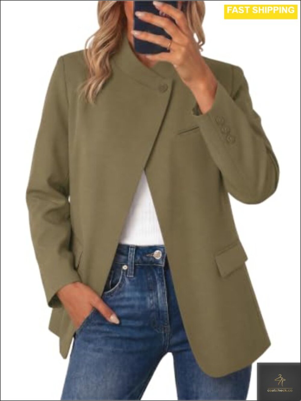 Women's Plaid Blazer Business Casual Stand Collar Open Front Suit Jacket